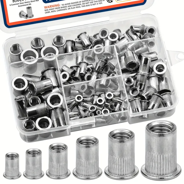 Metric Rivet Nut Assortment Kit (50Pcs/120Pcs) - M3 M4 M5 M6 M8 M10 ...