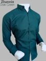 Men’s Stylish Dark Green Full-Sleeve Shirt | Premium Shemrey Fabric | Elegant & Comfortable. 