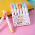 6Pcs/set Kawaii Heart Stamp Highlighter Cute Candy Colors Drawing Painting Art Marker Pen School Supplies Korean Stationery. 