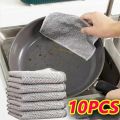 10pcs Magic Dishcloth - Silver Wire Cleaning Kitchen Cloth with Thickened Microfiber & Built-in Sponge Steel Wire Ball.