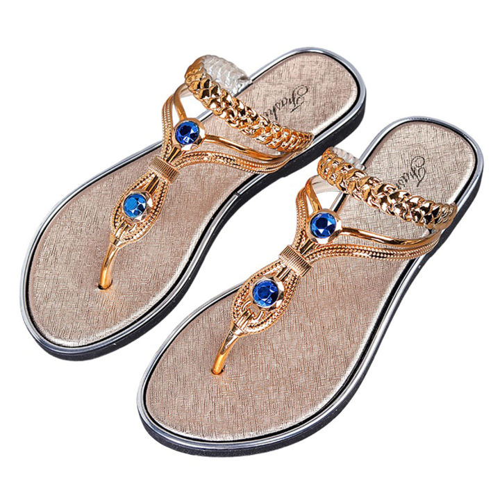 Casual%20Ladies%20Sandals%20Women's%20Flip%20Flops%20for%20Beach%20Lightweight%20and%20Casual%20Slippers%20for%20Outdoor%20Flat%20Bottomed%20Rhinestone%20Sandals%20-%20Image%207