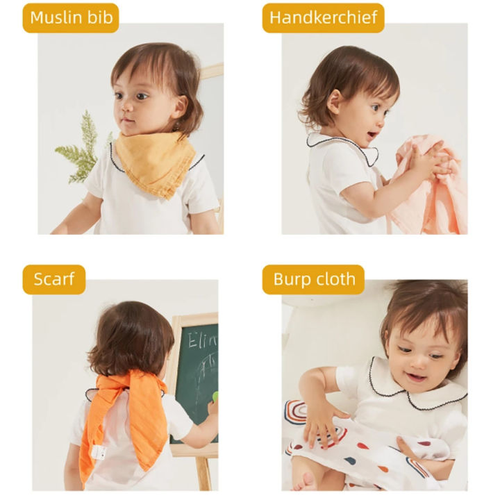 Elinfant%205pcs%20%20Set%20Bamboo%20Cotton%20Muslin%20Bib%20Burp%20Cloth%20100%25%20Cotton%2060*60cm%202%20Layers%20Baby%20Scarf%20Handkerchief%20-%20Image%206