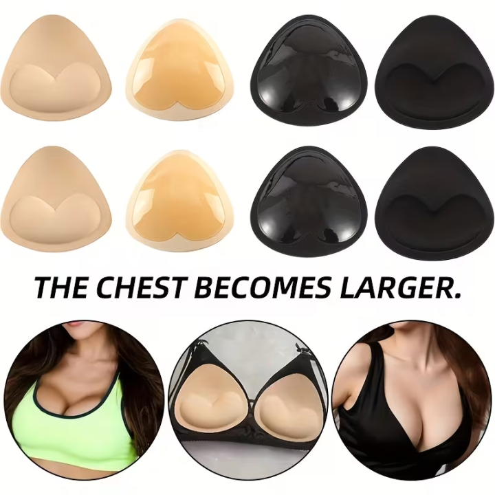 1 Pair Stick-On Adhesive Bra Enhancers - Thick Push-Up Triangle Chest Pads for Women Soft & Self-adhesive  Lingerie Accessories