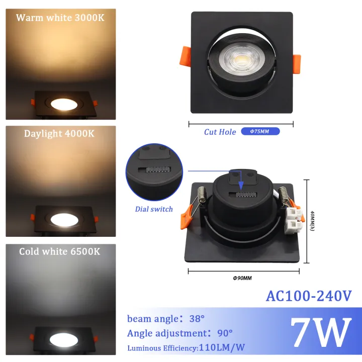 1-10pcs%20LED%20Change%20Color%203%20CCT%203000K%204000K%206000K%20LED%20Ceiling%20Spotlight%20Embedded%20Light%207W%20AC%20110V%20220V%20Adjust%2090&deg;%20Lighting%20Spot%20-%20Image%208