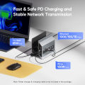 PULWTOP 11 IN 1 Vertical USB C Dock Stand with 2 HDMI 4K 60Hz, USB A/C 10Gbps, USBA 5Gbps, Ethernet, PD, for Type-C Laptops. 