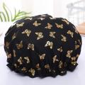Waterproof Shower Cap Hot Stamping Printed Polyester Cotton Bath Cap Double Layer for Women Shower Bath Washing Hair. 