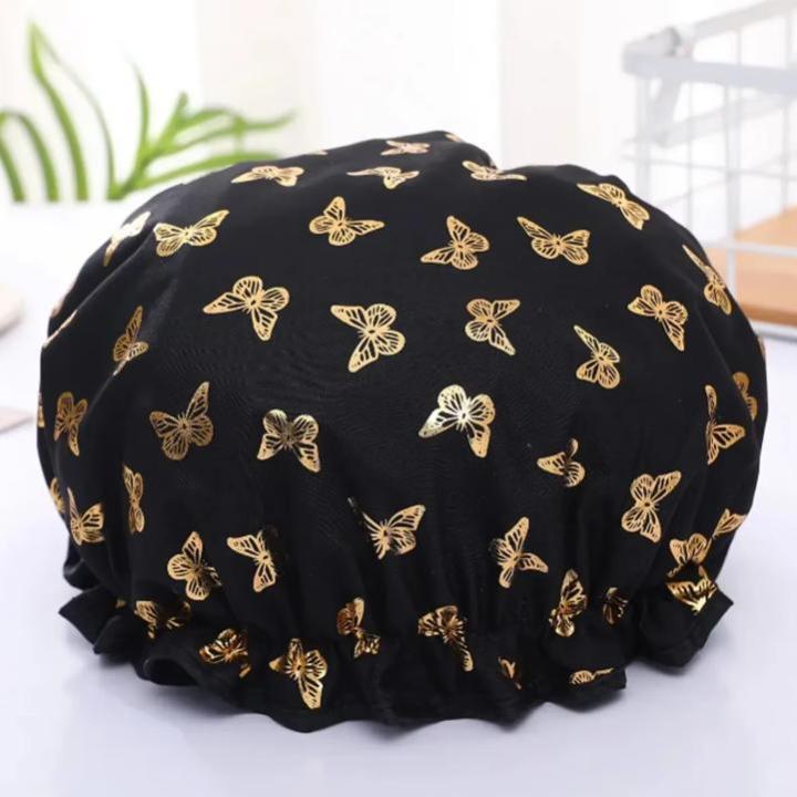 Waterproof%20Shower%20Cap%20Hot%20Stamping%20Printed%20Polyester%20Cotton%20Bath%20Cap%20Double%20Layer%20for%20Women%20Shower%20Bath%20Washing%20Hair%20-%20Image%207