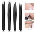 Professional Eye brow Tools Kit Set of 4PCS -  Stainless Steel Tweezers/Makeup Scissors/Eyebrow Knife/Eyelash Brush/Tweezers Case. 