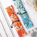 Portable Tableware Bag Japanese Printing Reusable Drink Straw Chopstick Cutlery Pouch Drawstring Bag Cutlery Bag For Spoon Fork. 