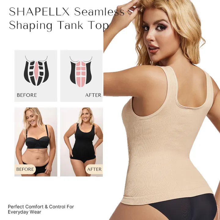 1/2%20PCS%20Shapewear%20Tummy%20Control%20Tank%20Top%20Compression%20Tanks%20for%20Women%20Square%20Neck%20Seam-free%20Body%20Shaper%20Camisole%20Cami%20Tops%20-%20Image%204
