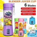 USB Rechargeable jiucer blender 6blades Electric blender mini portable slef use easyly personal size. 