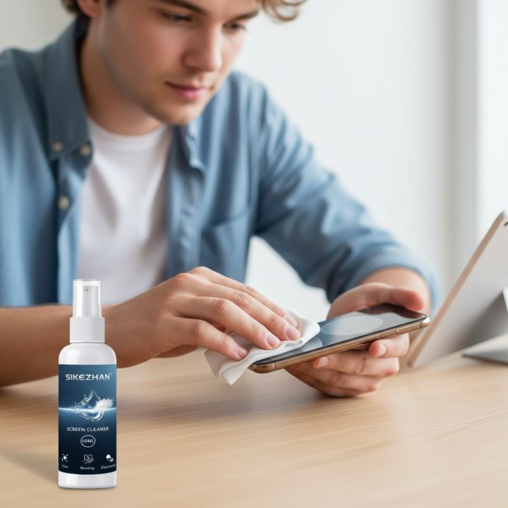 Screen%20Cleaner%2050ml%20+%20Microfiber%20Polishing%20Cloth,%20Streak%E2%80%91Free%20Phone/Laptop/Tablet/Monitor%20Kit,%20Removes%20Fingerprints%20&%20Dust%20-%20Image%202