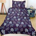 Semi Cotton bedsheet with pillow cover- Tropical Floral Summer Flamingo Palms Flower Leaves Design. 