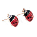 1Pair Insert Earrings Exquisite Paint Stud Earrings Red Oil Ladybug Ear Studs Fashion Handmade Animal Rhinestone Female Jewelry. 