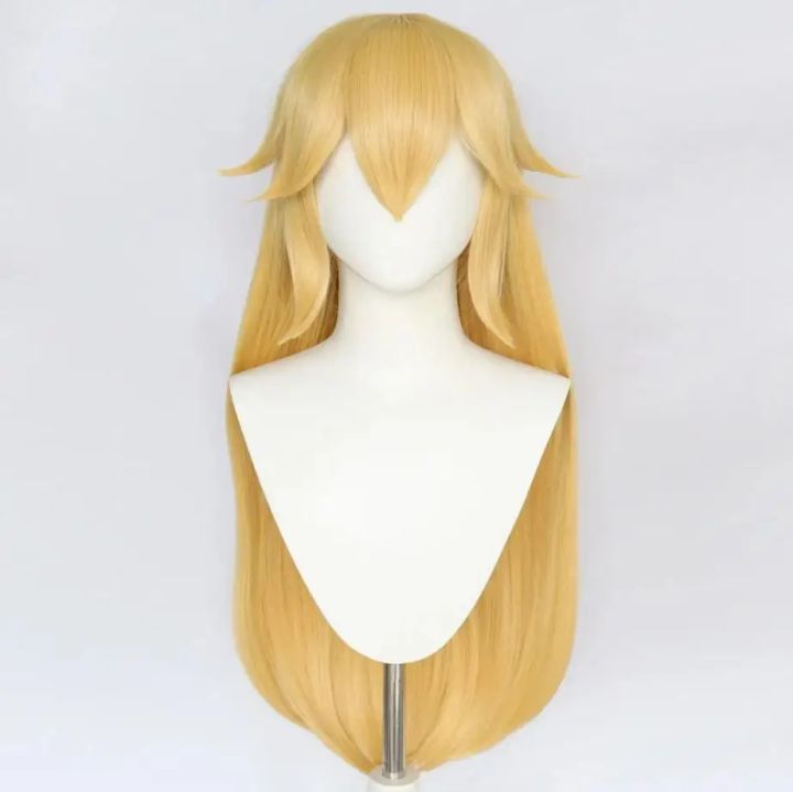 WHIMSICAL W Synthetic Hair 30 Inch Long Blonde Straight Princess Peach Cosplay Wig for Women Halloween Party Wigs