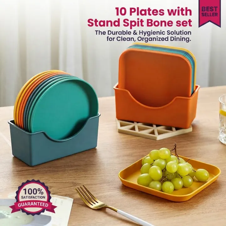 10Pcs%20Multi-function%20Spit%20Bone%20Dish%20Household%20Food%20Grade%20Plastic%20Spit%20Bone%20Dish%20Round%20Square%20Set%20Dining%20Table%20Garbage%20Plate%20-%20Image%203