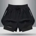 5/1Men's Aloe Pants Athletic Shorts Two-Layer Swim Trunks: Stylish, Quick-Drying & Comfortably Fit for Beach, Pool & Hot Spring!. 