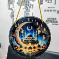 Premium Mosque & Crescent Moon Acrylic Suncatcher – Elegant Islamic Wall Art for Home Decor. 
