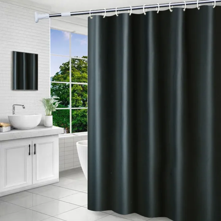 PEVA%20Waterproof%20Shower%20Curtain,Modern%20Bathroom%20Partition%20Curtain%20with%20Hooks,Geometric%20Plaid%20Pattern/Single%20Color%20Bath%20Curtains%20-%20Image%202