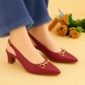 Elegant Heels with Gold Accent Stylish Slingback Sandals Chic Pointed-Toe Sophisticated Block Heel Sandals. 