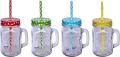 2pcs Glas Mansion Jar with Straw, 430 ml Set of 2, Mock Tail jar/Smoothie jar/Juice Jar (Random Color). 