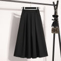 2026 Plus Size Skirts Solid Versatile Medium Length Pleated Skirt A-Line Maxi Gown Spring Autumn New Half-length Umbrella Skirt. 