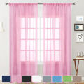 1pc Solid Colour Sheer Curtain, Curtains for Living Room, Bedroom, Home Decoration, French Window Screen with Rod Pocket.