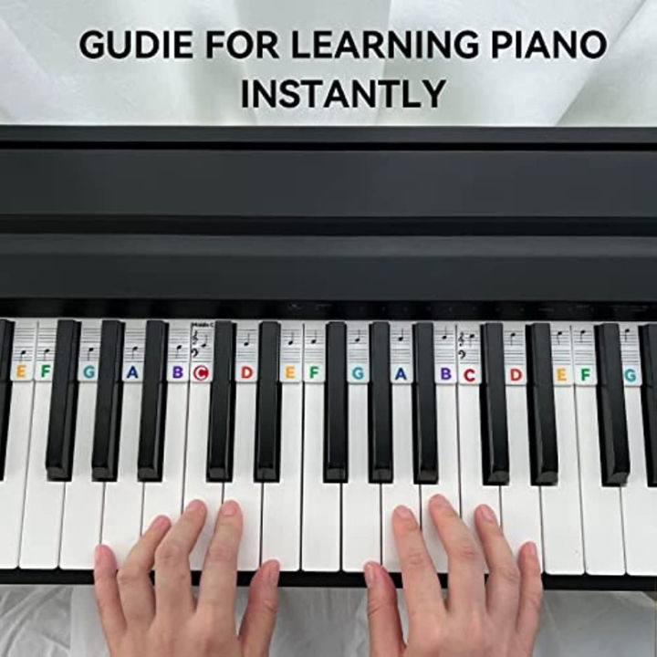 Piano Notes Guide for Beginner, Removable Piano Keyboard Note Labels for Learning, 88-Key Full Size, No Need Stickers, Reusable