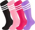 28cm Kids Soccer Socks Three Stripes Knee High Socks Cotton Sports Socks Toddler Boys Girls Uniform Tube Socks.
