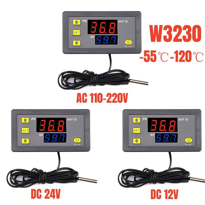 W3230 Mini Digital Temperature Controller 12V 24V 220V Thermostat ...