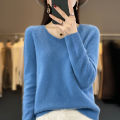 2024 100% Merino Pure Wool V-neck Autumn And Winter Pullover Sweater New Cashmere Sweater Women's Casual Knitted Top DMR201. 