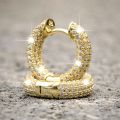Huitan Luxury Women Small Hoop Earrings Dazzling Micro Paved CZ Stones Versatile Female Accessories High Quality Fashion Jewelry. 