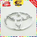 Toyota steering wheel logo tag chrome plastic 6.3x4.2cm fitted with double sided adhesive tape, rear label, Toyota steering wheel horn logo. 