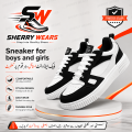 Sherry Wear Stylish Sneakers Shoes for Men Women Boys Girls  Casual Fashion Joggers  Trendy Lace-Up Sneakers  Comfortable Walking Shoes  Black & White  EU Size 6-11. 