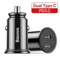 Baseus 30W USB Car Charger Quick Charge 4.0 3.0 FCP SCP USB PD For Xiaomi iPhone 12 13 14 15 Pro Fast Charging Car Phone Charger. 