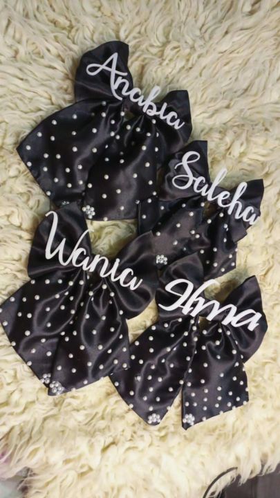 Customized Name bow with clip or elastic headband for girls, new born and babies, Best quality Hair Accessories for Hair tie