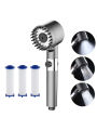 Filtered Handheld Shower Head with 3 Spray Modes, Showerhead with Stop Button, 3 Replaceable Filter Cartridges.