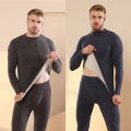 Autumn Winter New Men's Cashmere Silk Soft Comfortable Warm Underwear with Thickened Plush Set for Men Women Thermal Clothing.