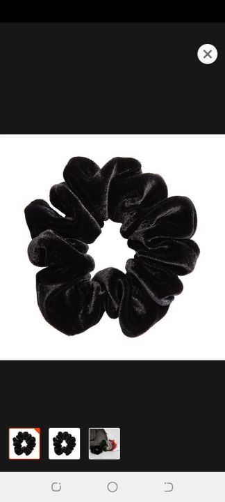 Pair of Black Velvet large size scrunchies to increase your hijab vole
