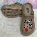 New Girls Fashion EVA Rubber Platform Crocs | High Heel Soft Sole Sandals with Cartoon Charms. 