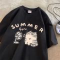 M-5XL Plue Size Summer Simple Casual Men/Women Harajuku Style Printed Plus Size Loose Short Sleeved T-shirt.