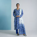 ZELLBURY Ready To Wear Dress For Women  Navy Blue Kurta Dupatta Trouser Women Pret Kurta Dupatta Trouser - 2193. 
