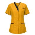 Women's Fashion Solid Colour V-Neck Short Sleeve Overalls With Pockets Basic Summer Lightweight Comfoy Tops. 
