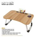 Portable Foldable Laptop Desk with Multi-Function Storage and Cup Holder - Space-Saving, Adjustable, Non-Slip Design. 