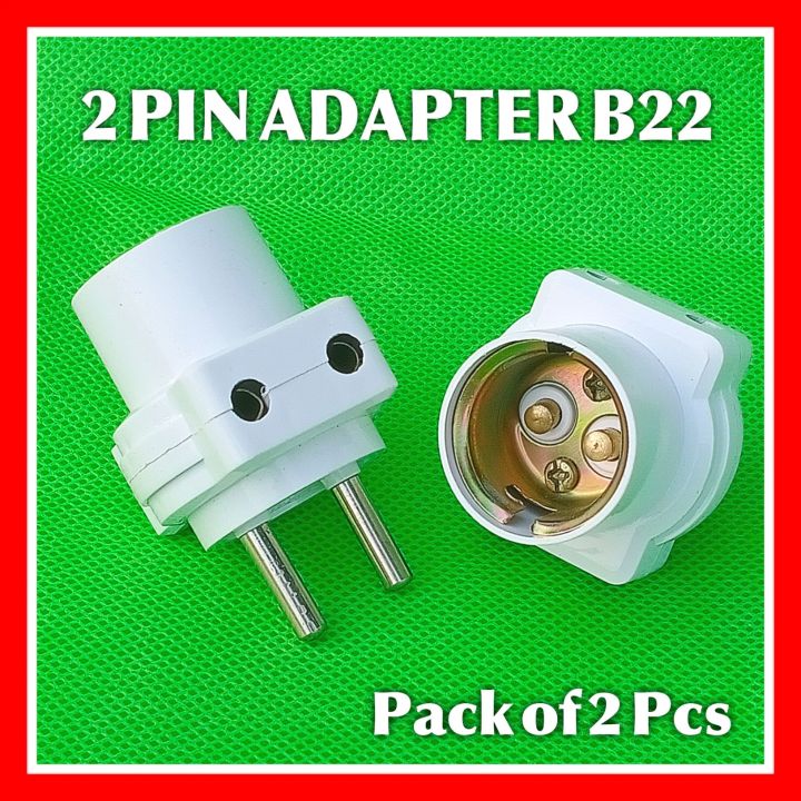2 Pcs Portable White Bulb Holder with 2 Pin Plug - For Pin Type Bulbs (B22)