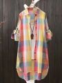 Women's Plaid Cotton Shirt Chic Women Blouse Elegant and Youth Women Blouses New in External Clothes Korean Style Female Clothes. 