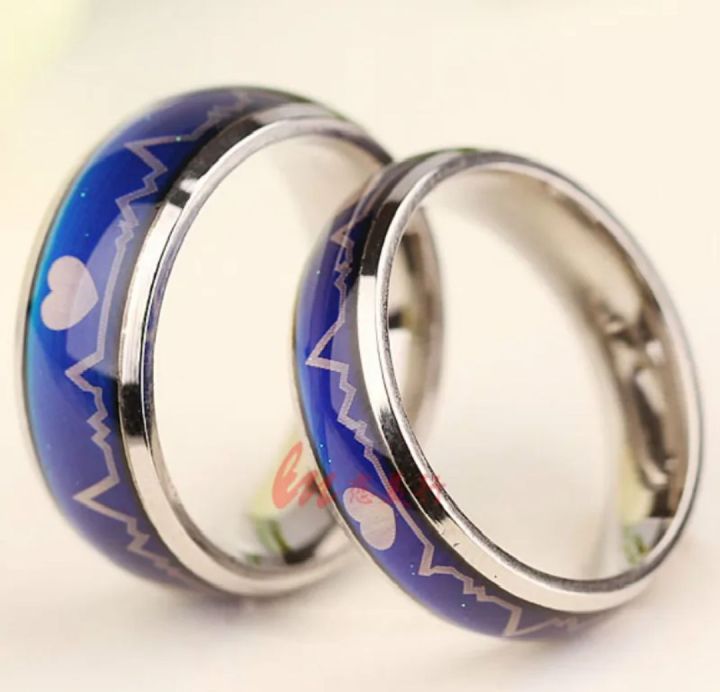 1ps/ Stainless Steel Temperature Changing Color Mood Rings,Heartbeat ...