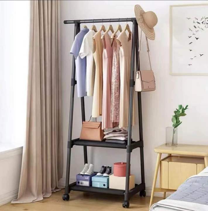 Multifunction Clothes Triangle Coat Rack Removable Bedroom Rack With Wheels