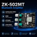 ZK-502MT Bluetooth 5.0 Super Base Amplifier Board with Acrylic Box Sell 2.0 Channel 2x50W Power Audio Stereo Amplifier Board AUX Bass Treble AMP similar ZK-502M CA-502MT 502MT.