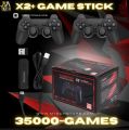 X2 Plus Game stick 64GB 37,000 plus Games, Game Stick 3D HD Retro Video Game Console 2 Wireless Controller 30 plus Emulator For PS1/N64/DC MORE. 